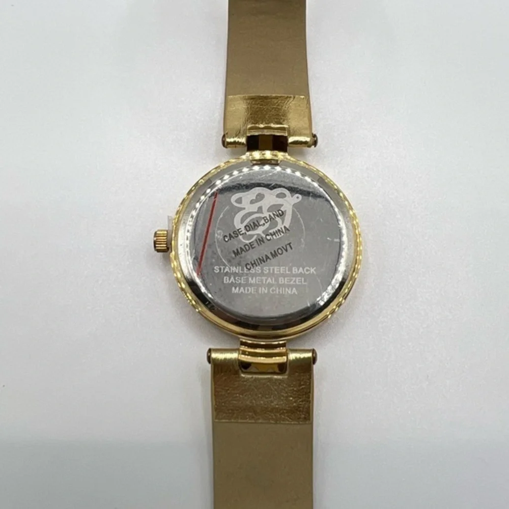 Elizabeth Taylor White Diamonds Gold Tone Watch Rhinestone Bezel NIB
